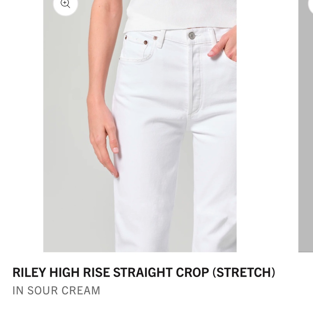 AGOLDE High‎ Rise Straight Crop Riley Jeans in White size 29.